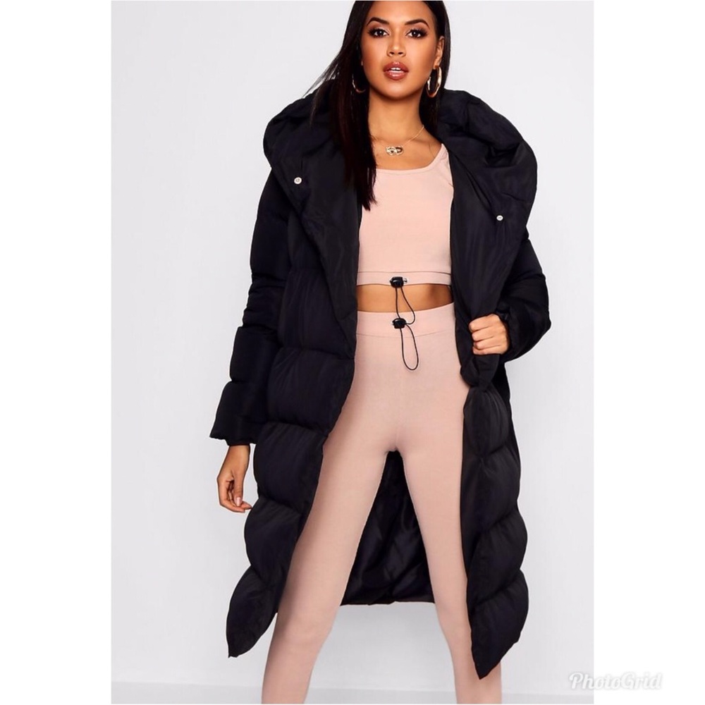 Brand new wrap duvet coat with hood